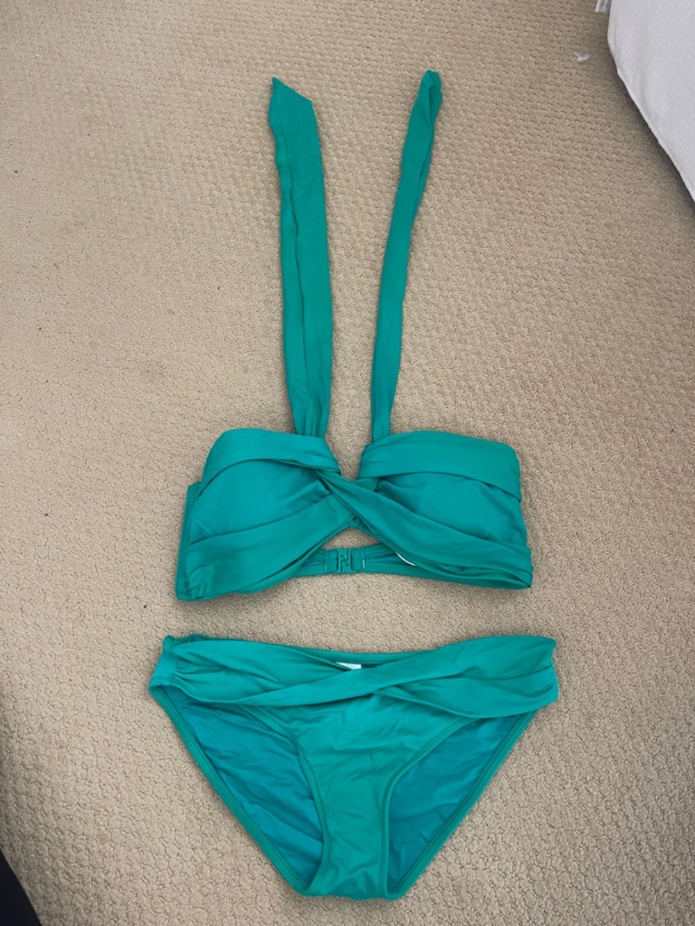Teal Twist Bandeau Bikini Set - Women Swim